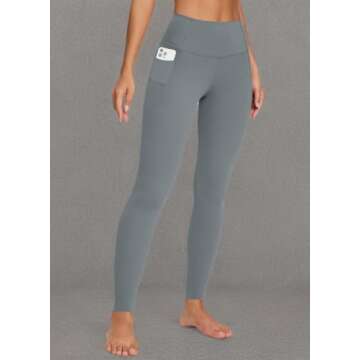 BALEAF Freeleaf Women's Workout Leggings with Pockets 7/8 Yoga Pants High Waisted Tummy Control Athletic Gym Leggings Dark Gray XS-M