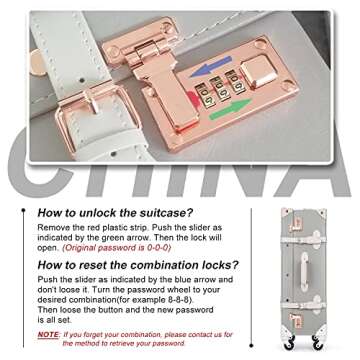 Unitravel 3 Piece Vintage Luggage Set, Hard Shell Retro Travel Trunk Luggage with Spinner Wheels and Train Case for Women (Grey, 26"+20"+12")