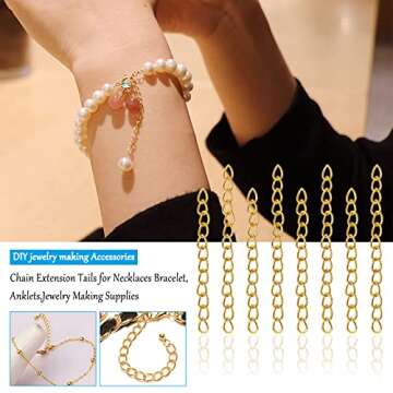 100Pcs Gold Chain Extender for Jewelry Making Supplies