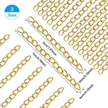 100Pcs Gold Chain Extender for Jewelry Making Supplies