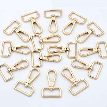 JWBIZ 15 Pcs D Ring Swivel Lobster Claw Clasp, Push Gate Snap Hooks Trigger Clips(Gold, 1 inch)