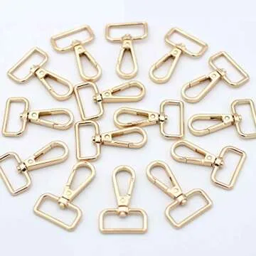 JWBIZ 15 Pcs D Ring Swivel Lobster Claw Clasp, Push Gate Snap Hooks Trigger Clips(Gold, 1 inch)