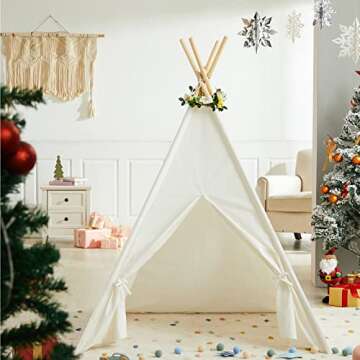 Asweets Kids Teepee Tent Children Play Tent Indoor Outdoor Play Tent Cotton Tent for Girls and Boys Kids Teepee (Pure White Tent)