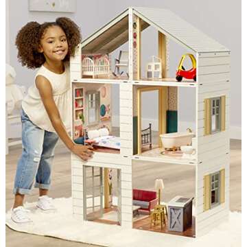 Real Wood Stack ‘n Style Dollhouse with 14 Accessories