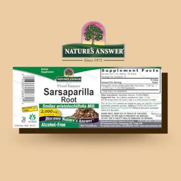 Premium Nature's Answer Sarsaparilla Root Organic 1 Ounce Extract for Detox & Liver Support
