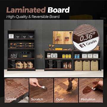 HOMEDANT House Z-Beam 48" Wide Boltless Heavy Duty Garage Storage Shelving Adjustable 5-Tier Metal Shelves Laminated Organization Shelf Industrial Utility Rack for Pantry Warehouse Office Store 1Pack