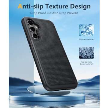 FNTCASE for Samsung Galaxy S23-FE Case: Dual Layer Protective Heavy Duty Cell Phone Cover Rugged Full Body Drop Protection Military Grade Shockproof Phone Case with Non-Slip Texture-6.4inches (Black)