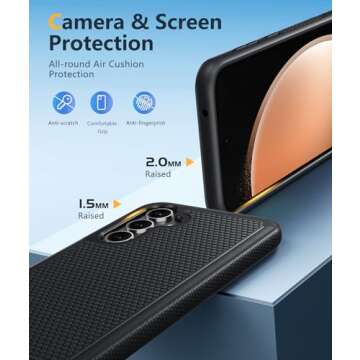 FNTCASE for Samsung Galaxy S23-FE Case: Dual Layer Protective Heavy Duty Cell Phone Cover Rugged Full Body Drop Protection Military Grade Shockproof Phone Case with Non-Slip Texture-6.4inches (Black)