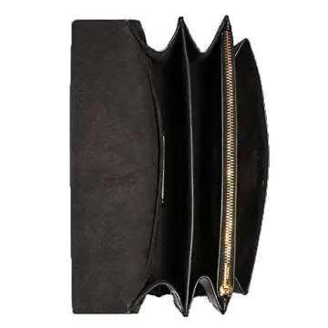 Coach Women's Klare Crossbody Shoulder Handbag in Crossgrain Leather & Signature Coated Canvas (Brown/Black/Gold)