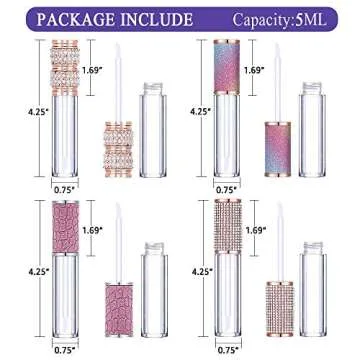 AMORIX 20 Pack Diamond Lip Gloss Tubes with Wand 5ml Empty Rhinestone Cute Lipgloss Bottles/Containers Crystal Lip Gloss Supplies Kit + 2pcs Syringes + Labels for DIY Lip Gloss Base