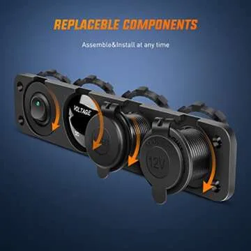 Nilight 4 in 1 ON/Off Charger Panel Dual USB Socket Power Outlet LED Voltmeter Cigarette Lighter Socket LED Lighted ON Off Rocker Toggle Switch for Truck Car Marine Boats RV