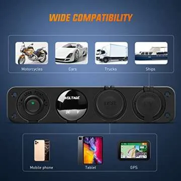 Nilight 4 in 1 ON/Off Charger Panel Dual USB Socket Power Outlet LED Voltmeter Cigarette Lighter Socket LED Lighted ON Off Rocker Toggle Switch for Truck Car Marine Boats RV