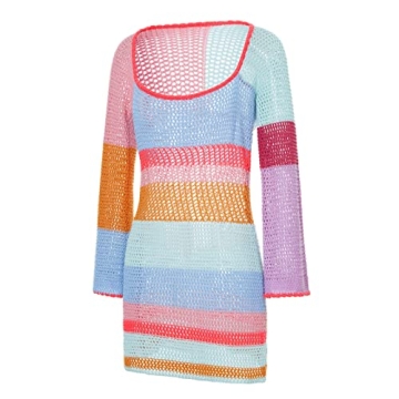 Vintage Crochet Halter Neck Mini Dress Fashion Streetwear