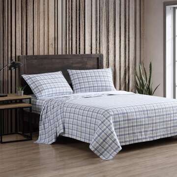 Eddie Bauer - Queen Sheet Set, Warm Breathable Cotton Flannel Bedding with Deep Pockets, Brushed for...