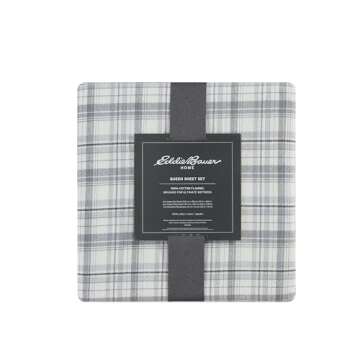 Eddie Bauer - Queen Sheet Set, Warm Breathable Cotton Flannel Bedding with Deep Pockets, Brushed for Extra Softness, Cozy Home Decor, Oeko-Tex Certified (Beacon Hill Ivory, Queen)