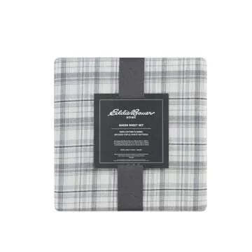 Eddie Bauer - Queen Sheet Set, Warm Breathable Cotton Flannel Bedding with Deep Pockets, Brushed for Extra Softness, Cozy Home Decor, Oeko-Tex Certified (Beacon Hill Ivory, Queen)
