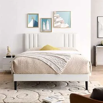 BIKAHOM Modern Upholstered Queen Bed Frame with Easy Assembly