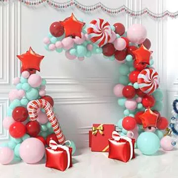 Christmas Balloons Arch Kit in Red, Pink & Mint Colors