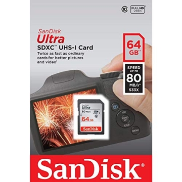 SanDisk Ultra 64GB Class 10 SDXC Memory Card with 80MB/s Speed