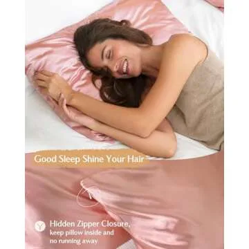 Yanibest Satin Pillowcase, Silk Pillow Cases for Hair and Skin with Zipper, Standard Pillow Cases Se...