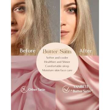 Yanibest Satin Pillowcase, Silk Pillow Cases for Hair and Skin with Zipper, Standard Pillow Cases Set of 2 for 20"x26", Exquisite Packaging for Women Men