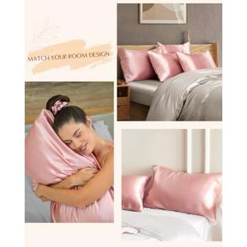 Yanibest Satin Pillowcase, Silk Pillow Cases for Hair and Skin with Zipper, Standard Pillow Cases Set of 2 for 20"x26", Exquisite Packaging for Women Men