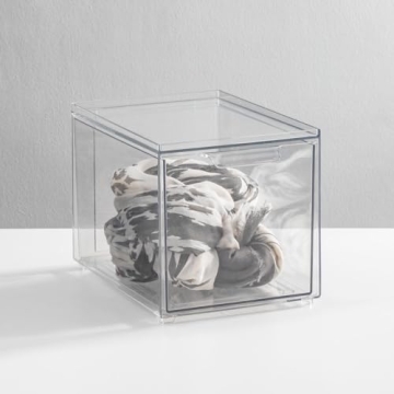 mDesign Slim Stackable Closet Organizer with Drawer