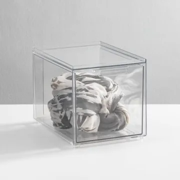 mDesign Slim Stackable Closet Organizer with Drawer