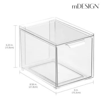 mDesign Slim Stackable Closet Organizer with Drawer