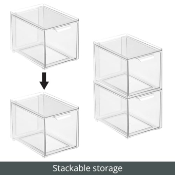 mDesign Slim Stackable Closet Organizer with Drawer