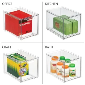 mDesign Slim Stackable Closet Organizer with Drawer