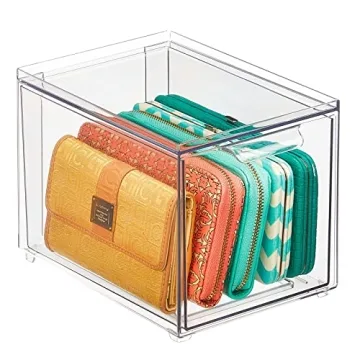 mDesign Slim Stackable Closet Organizer with Drawer