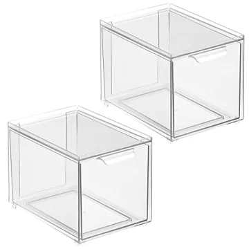 mDesign Slim Stackable Closet Organizer with Drawer