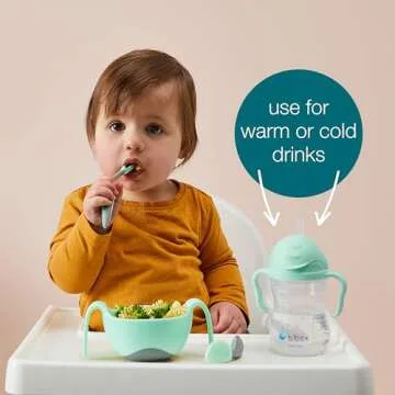 b.box Sippy Cup with Weighted Straw. Drink from any Angle, Leak Proof, Spill Proof, Easy Grip. BPA Free, Dishwasher Safe. For Babies 6m+ to Toddlers (Lemon, 8oz)