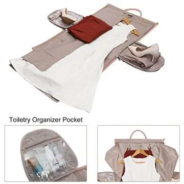 Modoker Women Convertible Leather Garment Bag with Shoulder Strap - Stylish 2-in-1 Duffel Design