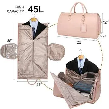 Pink Leather Garment Bag Convertible Travel Companion