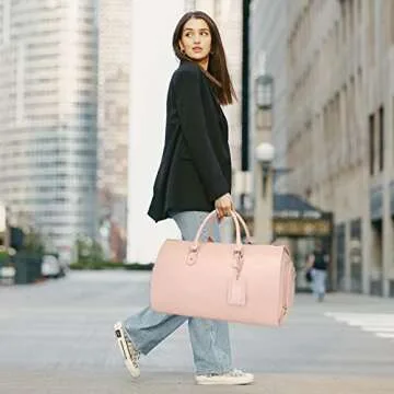 Pink Leather Garment Bag Convertible Travel Companion