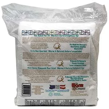 Warm & White Cotton Batting for Quilting Projects 90'' x 108''