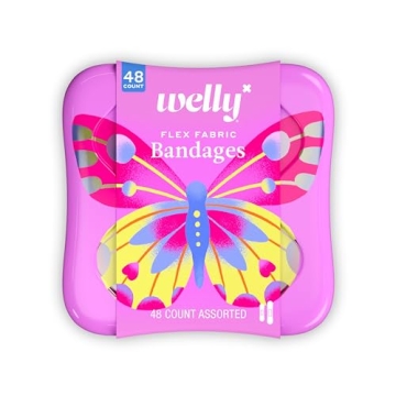 Welly Bandages | Adhesive Flexible Fabric Bravery Badges | Assorted Shapes for Minor Cuts, Scrapes, ...