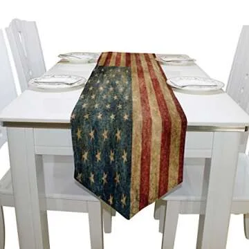 ALAZA Vintage American Flag Table Runner for Home Decor