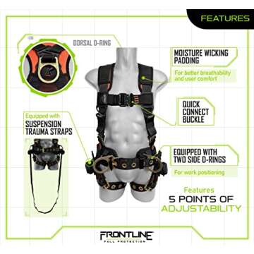 FRONTLINE FALL PROTECTION New Combat™ Full Body Harness | New styles | OSHA and ANSI compliant (3X-4XL, Full Body Harness)…