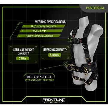 FRONTLINE FALL PROTECTION New Combat™ Full Body Harness | New styles | OSHA and ANSI compliant (3X-4XL, Full Body Harness)…