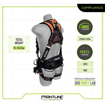FRONTLINE FALL PROTECTION New Combat™ Full Body Harness | New styles | OSHA and ANSI compliant (3X-4XL, Full Body Harness)…