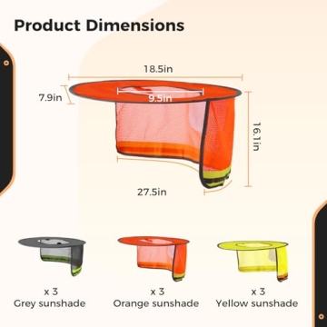 Hard Hat Sun Shades with Reflective Strip - 9 PCS