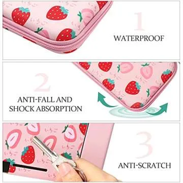 Pink Strawberry Pattern Protective Case and Carrying Case Compatible with Nintendo Switch, Soft Slim Case Cover for Console and Controllers, Hard Shell Travel Carrying Bag with 12 Game Card Slots
