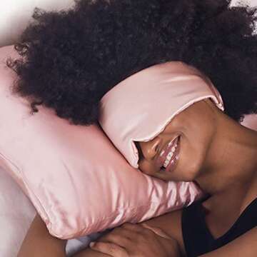 Kitsch Satin Sleep Mask - Eye Mask for Sleeping | Softer Than Silk Eye Sleeping Mask | Satin Blindfold & Sleep Masks for Women | Eyemask & Eye Cover for Sleeping | Sleep Eye Masks for Women (Blush)