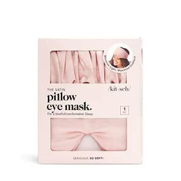 Kitsch Satin Sleep Mask - Eye Mask for Sleeping | Softer Than Silk Eye Sleeping Mask | Satin Blindfold & Sleep Masks for Women | Eyemask & Eye Cover for Sleeping | Sleep Eye Masks for Women (Blush)
