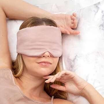 Kitsch Satin Sleep Mask - Eye Mask for Sleeping | Softer Than Silk Eye Sleeping Mask | Satin Blindfold & Sleep Masks for Women | Eyemask & Eye Cover for Sleeping | Sleep Eye Masks for Women (Blush)