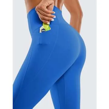 CRZ YOGA Womens Butterluxe Workout Leggings 25 Inches - High Waisted Gym Yoga Pants with Pockets Buttery Soft Sparkle Blue Medium