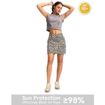Viodia 16" Golf Skorts Skirts for Women Tennis Athletic Rip Skort Womens High Waisted Skirt for Casual Summer Leopard